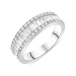 18ct White Gold 1.44ct Diamond Baguette Round Brilliant Cut Eternity Ring