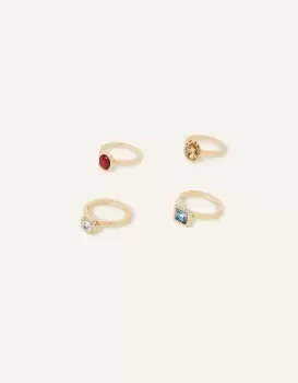 Accessorize Womens Mixed Gem Rings 4 Pack Multi, Size: One Size