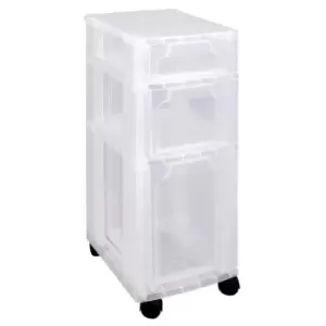 Really Useful Slimline Storage Drawers 3.5L, 6L, 11.5L Clear with Wheels, Clear