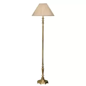 Asquith 1 Light Floor Lamp Solid Brass, Beige Organza Effect Fabric Shade, B22