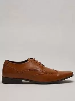 Burton Menswear London Leather Look Brogue Shoes - Brown , Brown, Size 11, Men