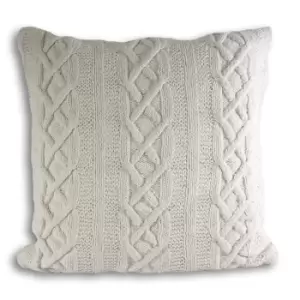 Aran Cable Knit Cushion Cream / 55 x 55cm / Polyester Filled
