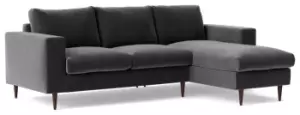 Swoon Evesham Velvet Right Hand Corner Sofa - Granite Grey