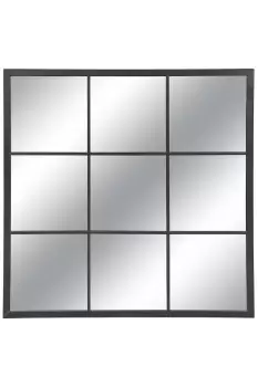 Black Square Panel Mirror - Glass/Iron