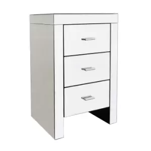3 Drawer Mirrored Bedside Table