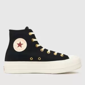 Converse Black All Star Lift Hearts Trainers