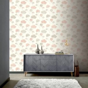 Arthouse Anya Floral Metallic Wallpaper Blush Paper