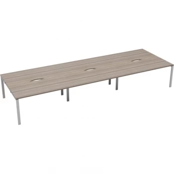 6 Person Double Bench Desk 1200X800MM Each - White/Grey Oak