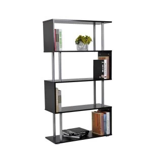 HOMCOM Wooden S Shape Storage Unit Bookshelf-Black