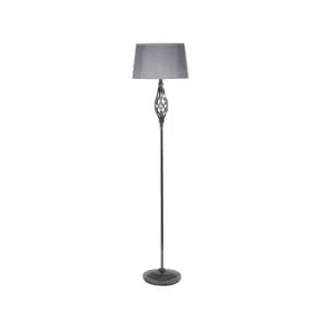 Black Chrome Metal Twist Detail Floor Lamp