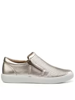 Hotter Daisy Leather Casual Deck Shoes - Soft Gold, Metal, Size 5, Women