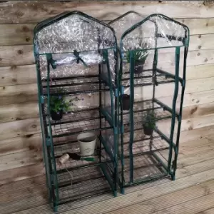 Samuel Alexander 2 PACK Of Outdoor Garden Mini Greenhouse 141cm Tall With 4 Shelves Tiers Green House Small Greenhouse With Frame, Waterproof Transpar