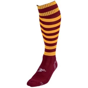 Precision Hooped Pro Football Socks Maroon/Amber - UK Size 3-6