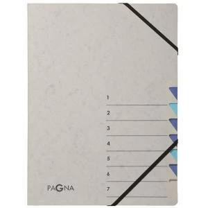 Pagna Pro Deluxe A4 7 Compartment Sorting File GreyBlue Pack of 5