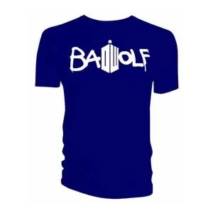 Doctor Who - Bad Wolf Mens Small T-Shirt - Navy Blue