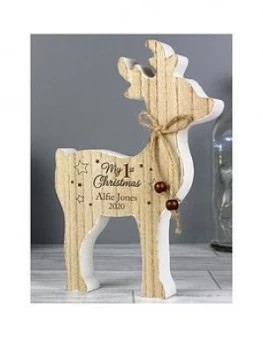 Personalised Reindeer My 1St Christmas Wooden Decoration