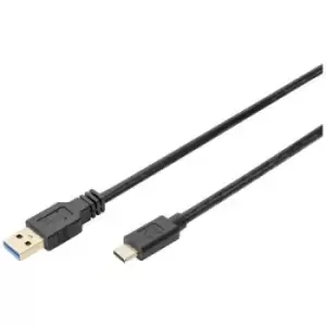 Digitus USB cable USB-A plug, USB-C plug 1m Black DB-300146-010-S