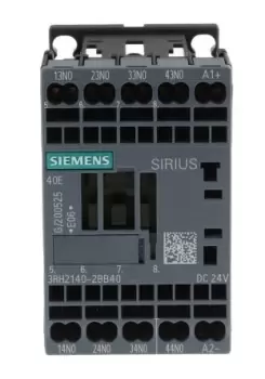 Siemens Control Relay - 4NO, 10 A Contact Rating, 24 Vdc, 4P