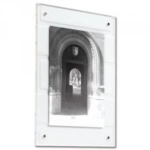 Acrylic Wall Picture Frame A4 Magnet Closure with Fixings Clear 214470