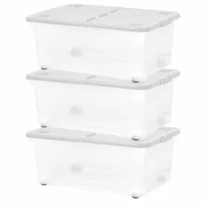 Wham 45 Litre Box with Wheels and Folding Lid Pack of 3