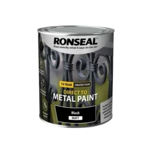 Ronseal Direct to Metal Paint Black Matt 750ml