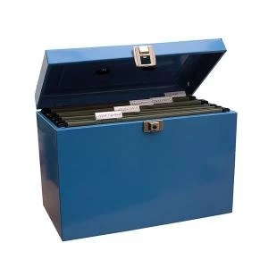 A4 File Box Steel with 5 Suspension Files and 2 Keys Blue A4BLX