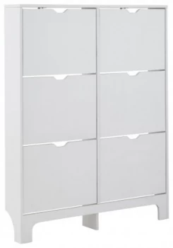 6 Drawer Narrow Shoe Cabinet - White