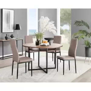 Furniture Box Adley Brown Wood Storage Dining Table and 4 Cappuccino Milan Black Leg Chairs