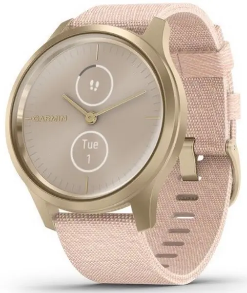 Garmin Watch Vivomove Style Light Gold Aluminium Case Blush Pink Nylon GMN-226
