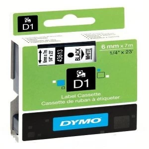 Dymo 43613 Black On White Label Tape 6mm x 7m