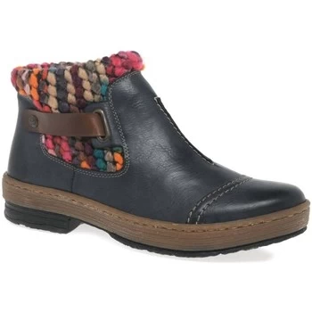 Rieker Rambler Womens Knit Panel Ankle Boots womens Mid Boots in Blue,7.5