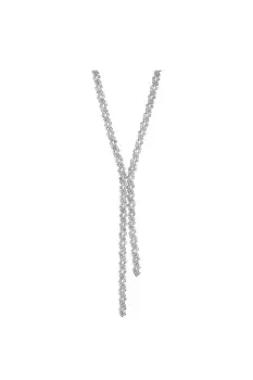 Silver Crystal Lariat Necklace