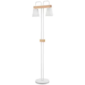 Lamkur Lighting - Enrico Multi Arm Floor Lamp With Fabric Shade, White, 2x E27
