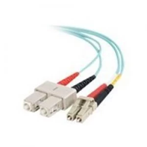 C2G 1m LC-SC 10GB 50/125 OM3 Duplex Multimode PVC Fibre Optic Cable (LSZH) - Aqua