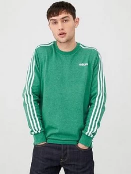 Adidas 3 Stripe Linear Crew Neck Sweatshirt - Green, Size XL, Men