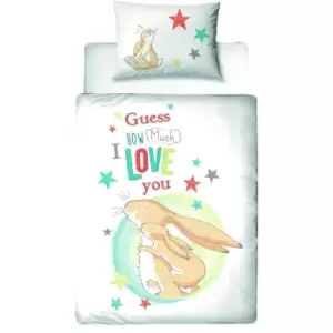 Guess How Much I Love You Childrens/Kids Duvet Cover Set (Toddler) (White/Blue/Red)