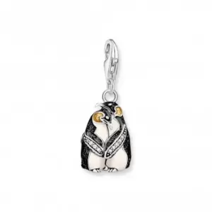 Sterling Silver Enamel Zirconia Penguins Charm 1909-691-7