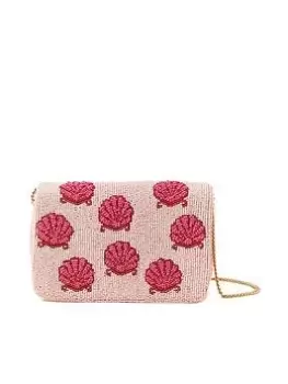 Accessorize Shell Hand-Beaded Chain Strap Clutch Bag