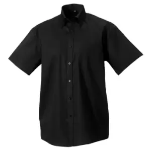 Russell Collection Mens Short Sleeve Ultimate Non-Iron Shirt (15inch) (Black)