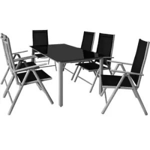 6 Seat Garden Table & Chairs Bern Silver Aluminium Foldable