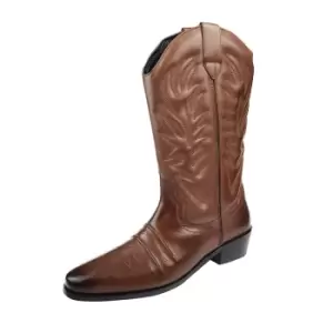 Woodland Mens High Clive Western Cowboy Boots (8 UK) (Dark Brown)