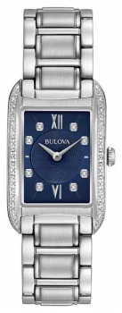 Bulova 96R211 Womens Blue Dial Diamond Wristwatch Colour - Silver Tone