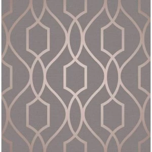 Sublime Apex Trellis Charcoal Copper Wallpaper Paper