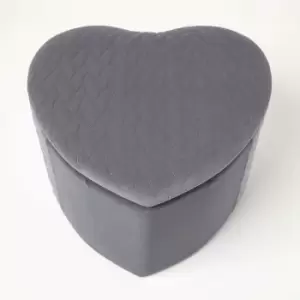 Arundel Heart-Shaped Velvet Footstool with Storage, Grey - Grey - Homescapes