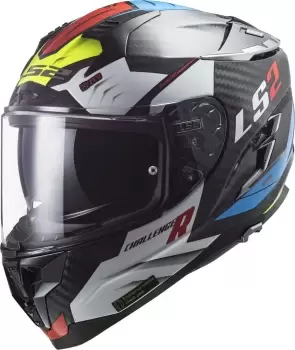 LS2 FF327 Challenger Sporty Carbon Helmet, black-white-red-green, Size S, black-white-red-green, Size S