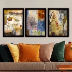 3SC147 Multicolor Decorative Framed Painting (3 Pieces)