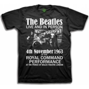The Beatles Live and in Person Boys Blk TS: Large