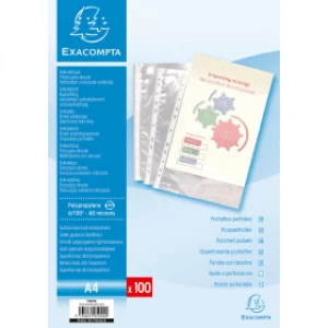Exacompta A4 Plastic Pocket 60 Microns Crystal Clear (100 Pack)