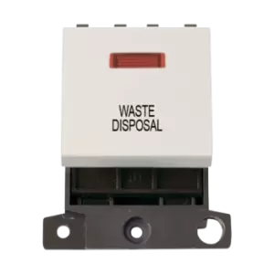 Click Scolmore MiniGrid 20A Double-Pole Ingot & Neon Waste Disposal Switch White - MD023PW-WD