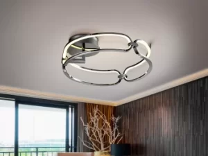 Colette Modern Stylish Dimmable LED Designer Flush Light Chrome with Remote Control